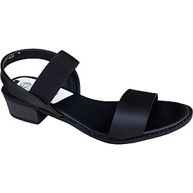 Giày sandal nữ Trường Hải gót vuông 4cm màu đen đế cao su mềm dẻo chống trơn thời trang cao cấp XDN236 - đen - 36