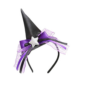 Witch Hat Headband Hair Hoop Hairband Cosplay Party Favor Photo Props Kids Costume Adults Halloween Headwear for Carnival Stage Performances