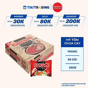 Thùng 30 Gói Mì Tôm Chua Cay Kokomi (65g x 30 gói)