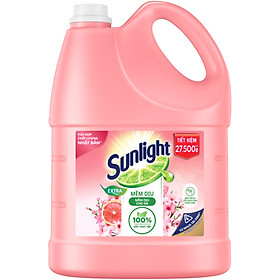 Chai Nước Rửa Chén 3.6kg Sunlight Mềm Dịu Không hại da tay Hương Bưởi & Hoa Anh Đào Thành phần làm sạch 100% từ gốc thực vật