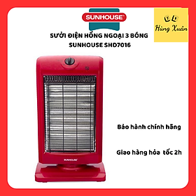 Mua Sưởi Điện 3 Bóng Halogen Sunhouse Shd7016 (1000W) - Đỏ Đen - Hàng Chính Hãng
