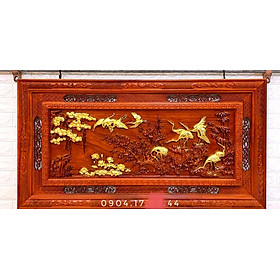 Mua Tranh treo tường trạm khăc cửu hạc du xuân bằng gỗ hương đỏ kt 67×127×4cm