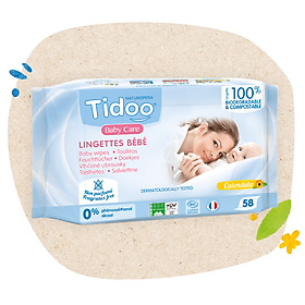 Khăn giấy ướt cho bé không mùi hữu cơ Ultra-soft baby da nhạy cảm Tidoo 58