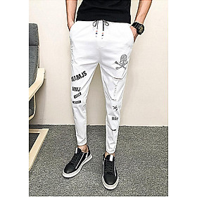 Quần Jogger Nam ống bo 9 tấc rách xước cùng họa tiết in độc đáo mang phong cách Hàn Quốc chất liệu vải Cotton cao cấp, co giãn nhẹ ôm vừa hợp xu hướng thời trang - Mẫu HOT