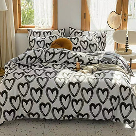 Bộ chăn ga gối cotton LIDACO PL1 - Tim Trắng
