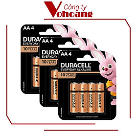 (Hot Sale) Pin AA Duracell Everyday , Pin Tiểu vỉ 4 viên cho máy nghe nhạc, chuột không dây, bàn phim - Hàng Chính Hãng - 3 vỉ Pin AA