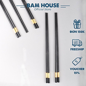 Mua Bộ 10 đôi đũa nhựa chịu nhiệt Bam House đuôi hoạ tiết vàng cao cấp DMV05 - Gia dụng bếp