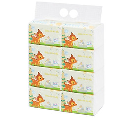 Mua 8 gói(465 tờ 3 lớp/gói) giấy ăn con nai cao cấp MyLan.
