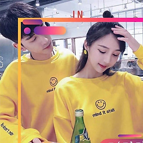Áo đôi nỉ mặt cười mind tay ngực bo tay LN11