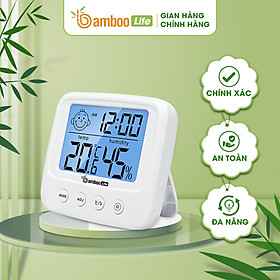 Mua Nhiệt ẩm kế Bamboo Life Nhiệt kế điện tử đo nhiệt độ phòng Ẩm kế điện tử đo độ ẩm phòng ngủ thông minh có đèn nhỏ gọn chính xác hàng chính hãng