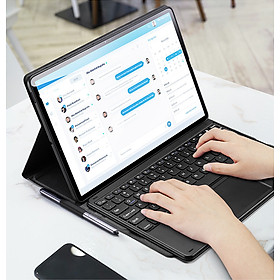 Bao da danh cho Samsung Galaxy Tab S9 Plus , Tab S9 Fe Plus , Tab S9 , Tab S9 Fe kèm bàn phím bluetooth có bàn di chuột TouchPad hiệu Dux Ducis - Hàng Chính Hãng - Galaxy Tab S9 Plus / S9 FE Plus
