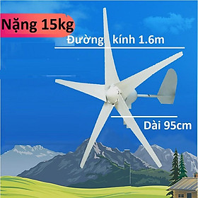 Máy phát điện gió 1800w hoặc 3000w, 5 cánh + Sạc, Đường kính cánh 1.6m