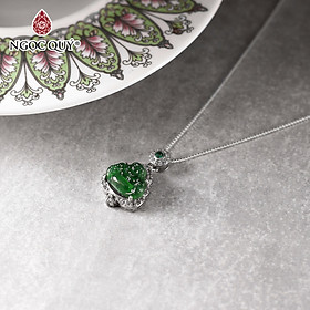 Dây chuyền Di lặc phỉ thúy cao băng lục type A - 15x12mm dài 19mm - Ngọc Qúy Gemstones