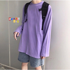Áo Thun Tay Dài Trơn Dáng Rộng Màu Tím Tươi Long Tee Unisex - MM