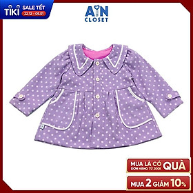 Áo khoác baby doll bé gái họa tiết Bi tím thô nhung - AICDBGRQOVKS