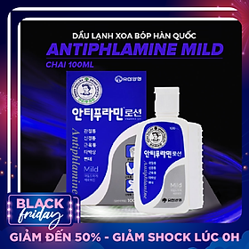 Dầu Lạnh Xoa Bóp Massage Hàn Quốc Antiphlamine Mild màu xanh - Đau nhức cơ thể, giúp da mềm mại - Chai 100ml