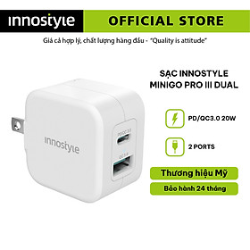 SẠC NHANH INNOSTYLE MINIGO PRO III DUAL PD/QC3.0 20W WHITE IC20-2PDWHI - HÀNG CHÍNH HÃNG