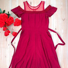Jumpsuit lửng ống rộng phối lưới viền ren rớt tay Cao Cấp