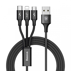 Mua Cáp sạc nhanh 3A 3 đầu baseus 1.2M CAMLT-SU lightning + micro + type C - Giao Màu Ngẫu Nhiên - Hàng Nhập Khẩu