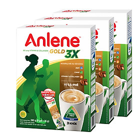 Combo 3 Sữa Bột Anlene Gold 3X vị Cà phê (Hộp giấy 280g)