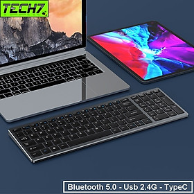 Bàn phím không dây mini W160C - pin sạc TypeC - đa kết nối bluetooth 5.0 + 3.0 + Usb wireless 2.4G hàng nhập khẩu - xám
