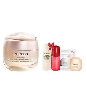 Bộ sản phẩm Kem dưỡng da chống lão hóa giàu ẩm Shiseido Benefiance Wrinkle Smoothing Cream Enriched 50ml