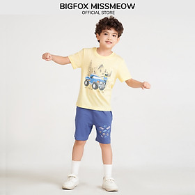 Bộ bé trai cộc tay mùa hè Bigfox Miss Meow, chất cotton kiểu Hàn