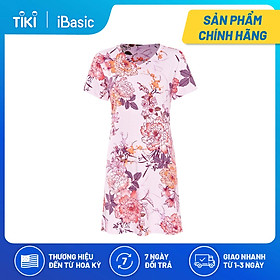 Đầm mặc nhà thun lạnh tay ngắn hoạ tiết iBasic 7916-3