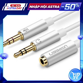 Dây Audio chuyển tai nghe 3.5mm sang 2 đầu Mic và Tai nghe đầu mạ vàng dài 20CM UGREEN AV140 10790 - Hàng chính hãng