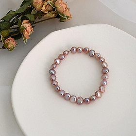 Vòng Tay Hạt Dẹt Màu Hồng Tím Dễ Thương - Trường Thịnh Ngọc Trai