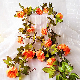 Hình ảnh Hoa giả, dây hoa hồng leo trang trí nhà cửa, quán cà phê đẹp (tặng 05 dây thít nhựa xanh)