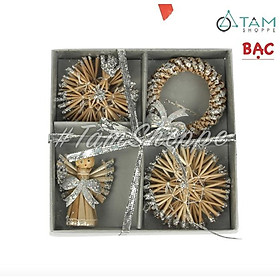 Hộp 08 phụ kiện mây thủ công 4 kiểu treo Noel X-HPK-10