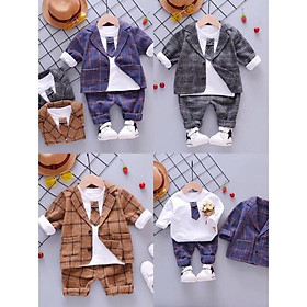 Set bộ vest dạ công tử 3 chi tiết chất đẹp cho bé