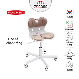 [Ghế Roichen WOW Minh Ngọc] Ghế chỉnh dáng ngồi đúng  có chân xoay Roichen - WOW Hàn Quốc màu nâu chân trắng