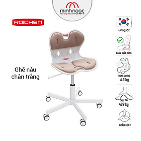 Ghế chỉnh dáng ngồi đúng có chân xoay Roichen - WOW Hàn Quốc màu nâu chân trắng