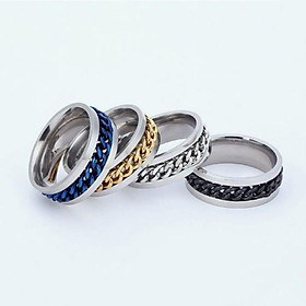Nhẫn inox phối xích xoay nam nữ nhiều màu cao cấp thời trang thép không gỉ trangsucpt khui bia