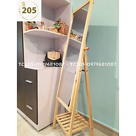 Mua Gương soi toàn thân khung gỗ có kệ để đồ shelf mirror - Gương đứng toàn thân có kệ bằng gỗ Eotygroup