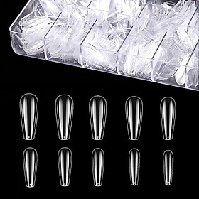 500 miếng 10 Kích thước khác nhau móng tay và viên nang, viên nang acrylic cho nghệ thuật móng tay dài với móng tay giả trong suốt trong móng tay acrylic