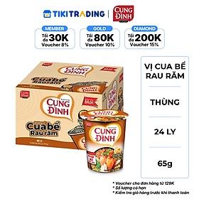 Thùng 24 Ly Mì Khoai Tây Cung Đình Hương Vị Cua Bể Rau Răm (65g/Ly)