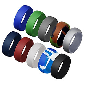 10 Pieces 8.7 mm Wide Silicone  Safety Rubber Wedding Bands Men
