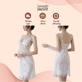 Váy/đầm ngủ ren lưới mềm mại, cao cấp,  khoét ngực sâu đầy quyến rũ, gợi cảm LYEN015