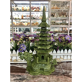 Mua Tượng Long Quy ( Rùa đầu Rồng ) cõng tháp văn xương 7 tầng phong thủy cầu công danh tài lộc đá ngọc Ấn Độ - Dài 35 cm