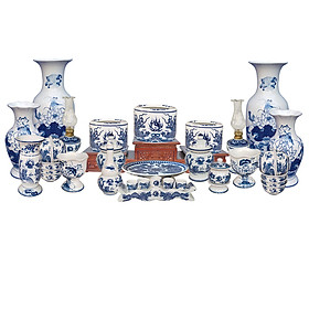 Mua Bộ đồ thờ sứ Bát Tràng men trắng ( TR13 ) dành cho ban thờ 1m53x0.61cm hoặc 1m75x0.81cm