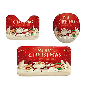Christmas Snowman Santa Elk Pattern Bathroom Four-Piece 3D Digital Printing Multicolor Waterproof Bathroom Four-Piece
