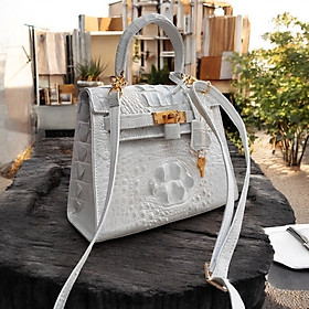 Túi xách nữ size 25 có dây đeo. Da cá sấu BẠCH TẠNG - ĐẸP TINH KHIẾT!