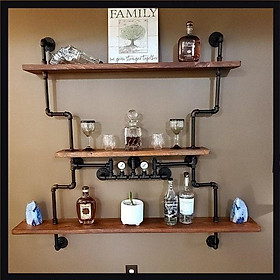 Kệ ống nước treo tường vintage, kệ ống nước trang trí chất liệu ống sắt decor phòng đẹp, quán cà phê,...