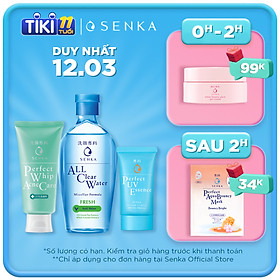 Bộ sản phẩm Senka làm sạch và chống nắng dành cho da mụn (Senka A.L.L.Clear Water Fresh 230ml + SRM Acne Care 100g + Senka Perfect UV Essence 50g)