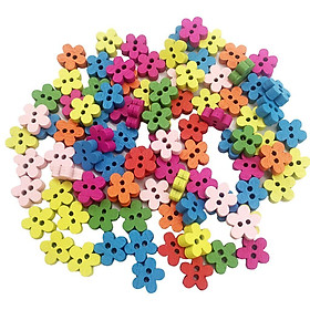 2-4pack 100 Pieces 2 Holes Flower Sewing Wooden Button for Children DIY
