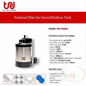 Lọc thùng TRU Inox External Filter lọc mini shallow bể nano thủy sinh cá tép