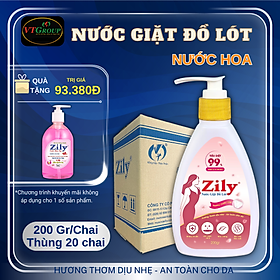 Nước Giặt Đồ Lót Zily Chai 200gr ( 20 Chai/Thùng ) - Tặng 1 Chai Nước Rửa Tay Zily 500Gr